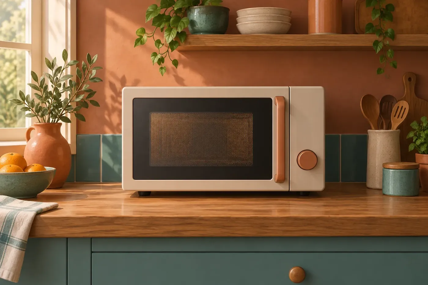 Illustration of a countertop microwave oven