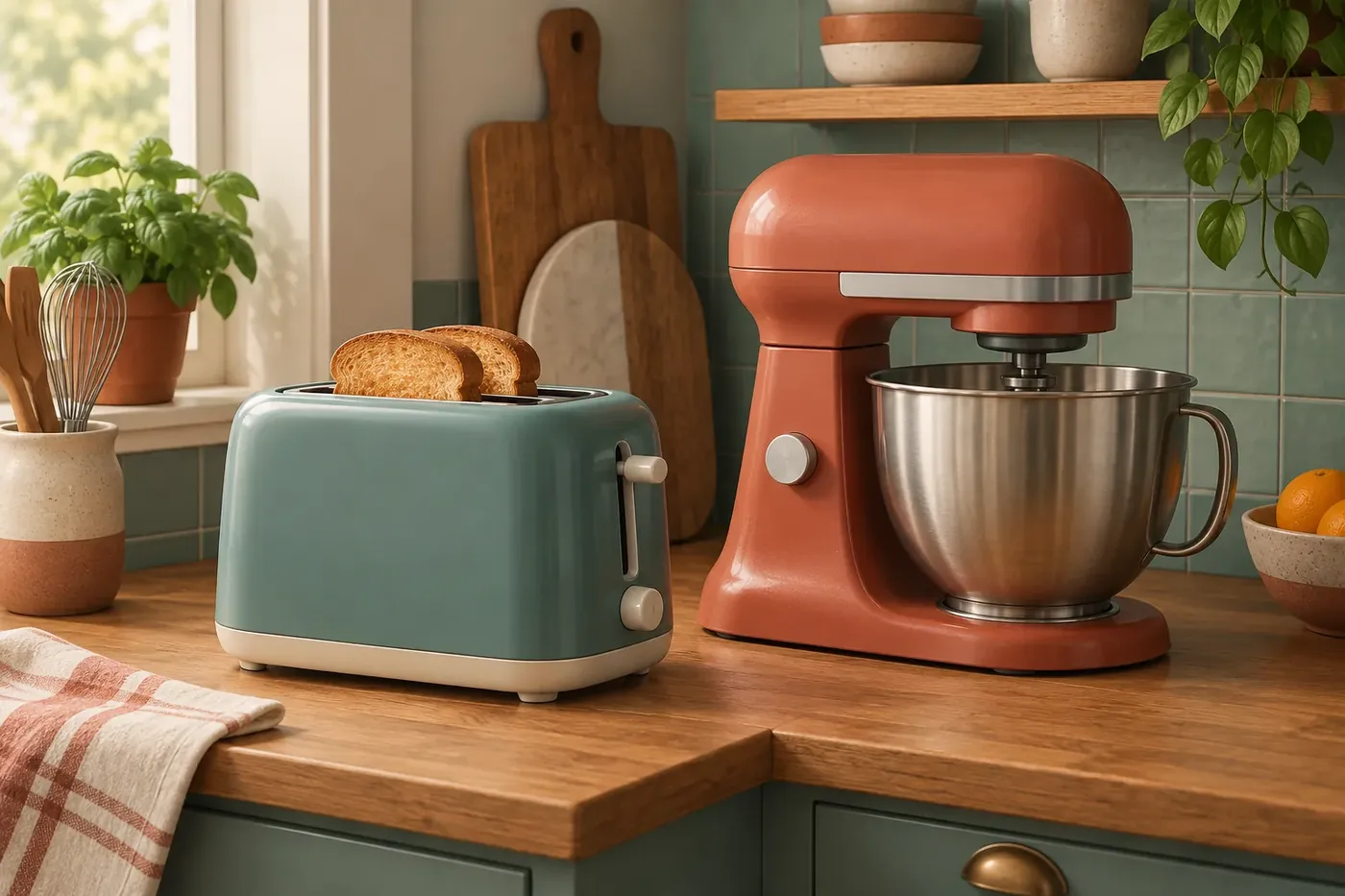 Illustration of small kitchen countertop appliances