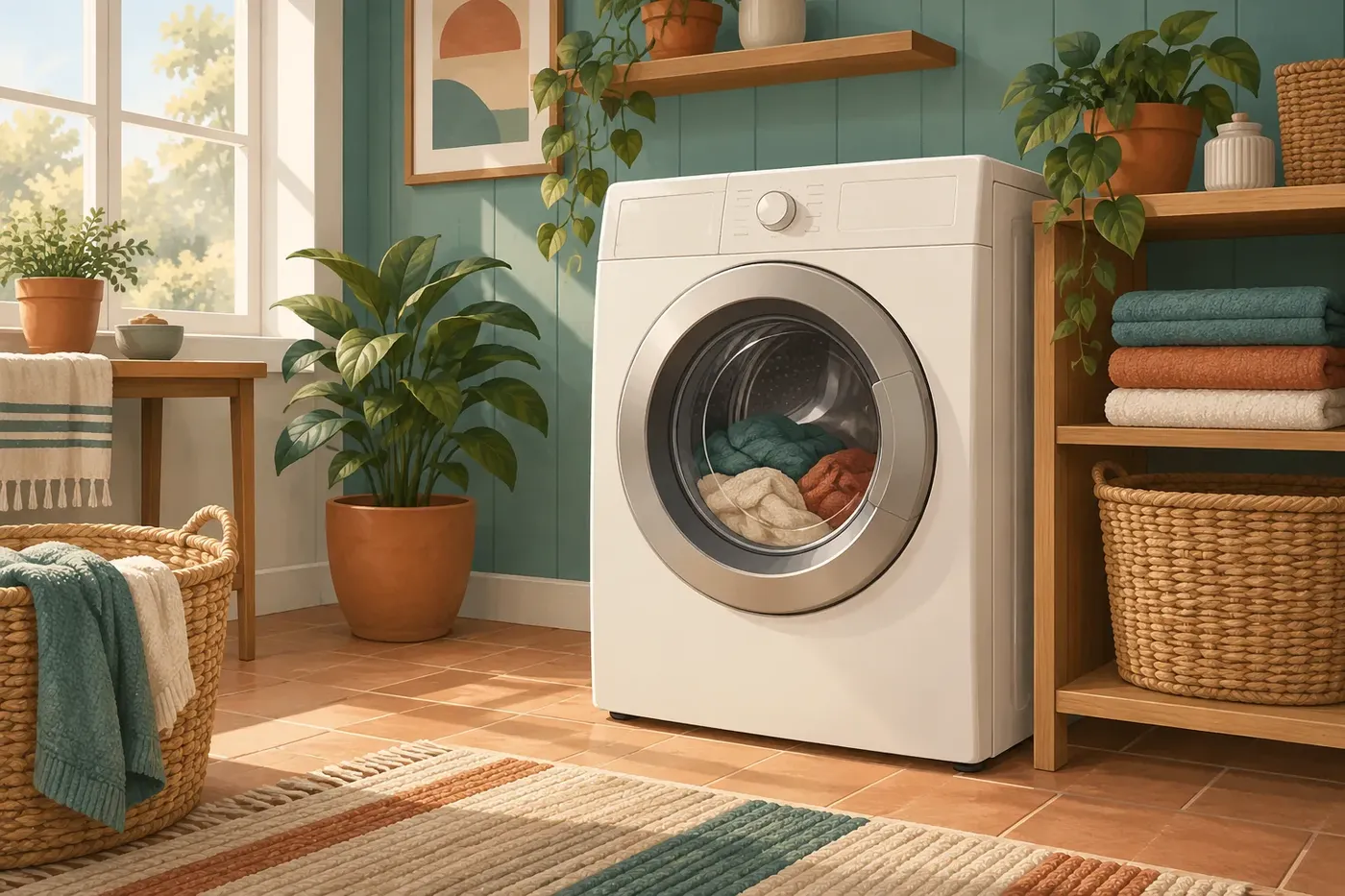 Illustration of a front-load washing machine